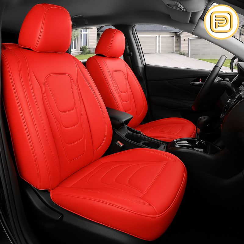 Kit Capa Para Banco de Carro em Couro Legítimo Universal Flatcar + BRINDES: Tapetes Automotivos