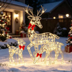 Kit 3 Renas de Natal em Ferro Artesanal com Luz LED